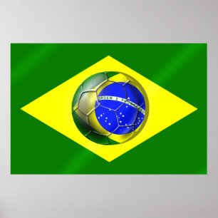Póster Bandera de fútbol Brasil Futebol Bandeira