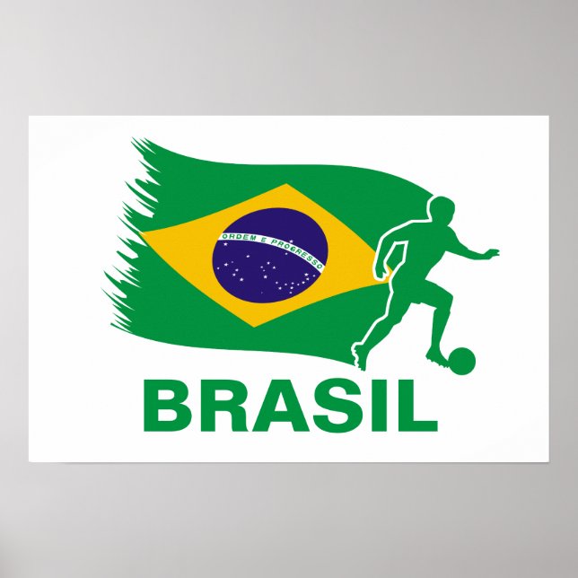 Póster Bandera de fútbol de Brasil (Frente)