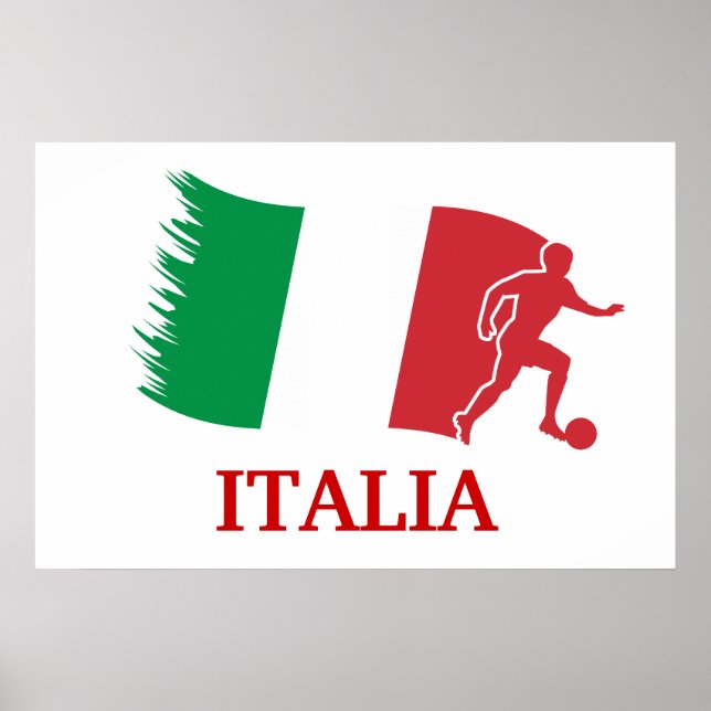 Póster Bandera de fútbol de Italia (Frente)