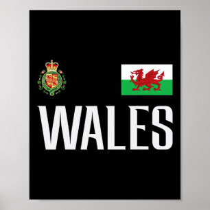 Póster Bandera de Gales Fanático Fútbol Galés Hombres Muj