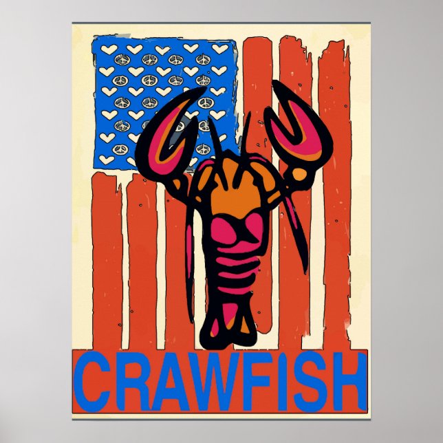 Póster Bandera de gambas azul rojo (Frente)