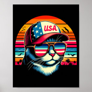 Póster Bandera de gatito retro vintage Sungles Aamerica