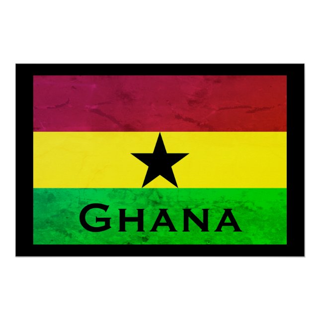 Póster Bandera de Ghana (África occidental) (Anverso)