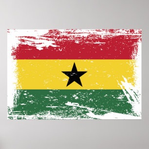 Póster Bandera de Ghana del Grunge