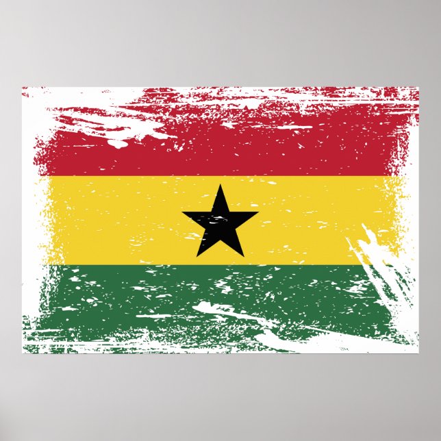 Póster Bandera de Ghana Grunge (Frente)