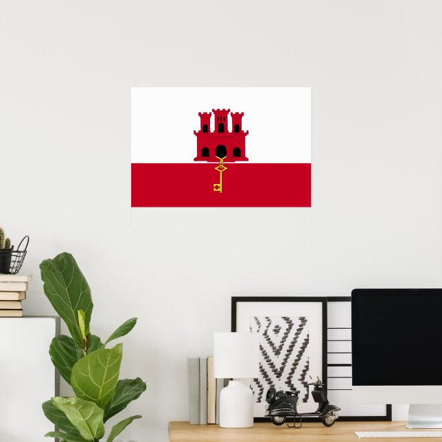 Póster Bandera de Gibraltar (Oficina en casa)