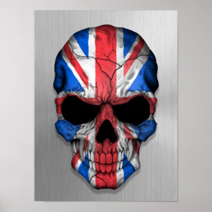 Póster Bandera de Gran Bretaña en un gráfico del cráneo d