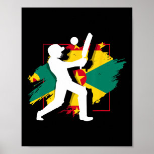 Póster Bandera de Granada Silueta de críquet granadino 