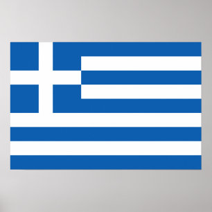 Póster Bandera de Grecia "Ε Λ Λ Ά Δ Α"