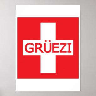 Póster Bandera de Gruezi Suiza