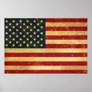 Póster Bandera de Grunge Vintage de Estados Unidos