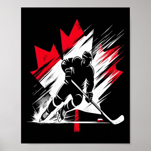 Póster Bandera de Hockey de Canadá (Frente)