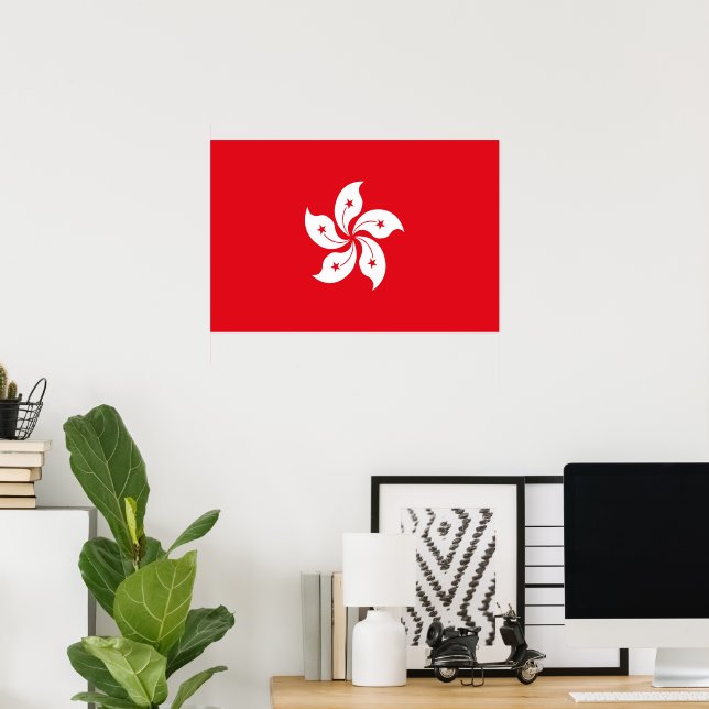 Póster Bandera de Hong Kong (Oficina en casa)