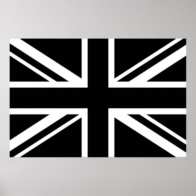 Póster Bandera de Inglaterra Blanco Negro (Frente)