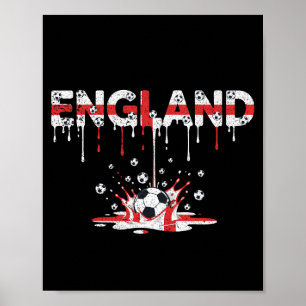 Póster Bandera de Inglaterra con Fútbol Americano Goteand
