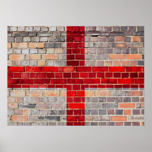 Póster Bandera de Inglaterra en una pared de ladrillo