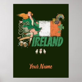 Póster Bandera de Irlanda de recuerdo del Día de San Patr
