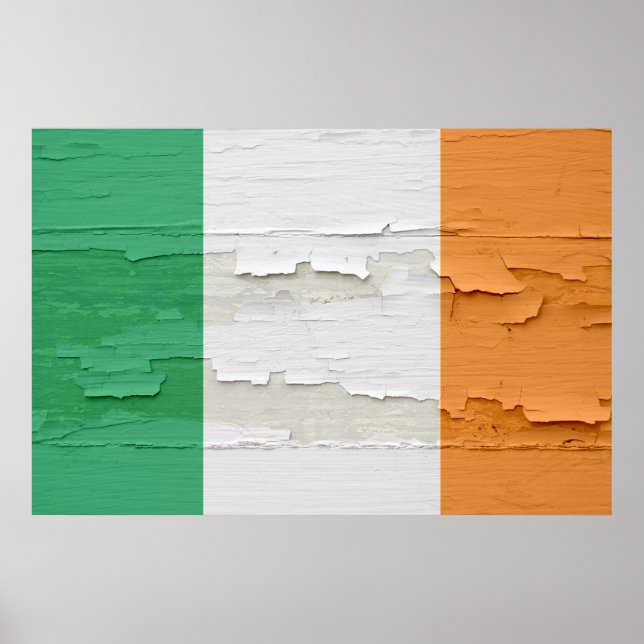Póster Bandera de Irlanda Weathered (Frente)