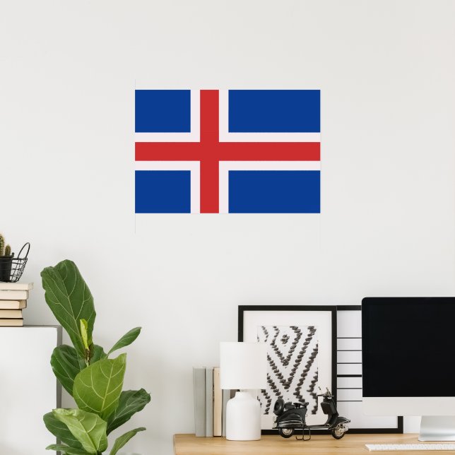 Póster Bandera de Islandia (Oficina en casa)
