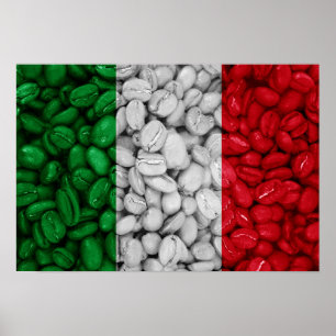 Póster Bandera de Italia con café