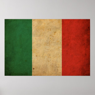Póster Bandera de Italia de época