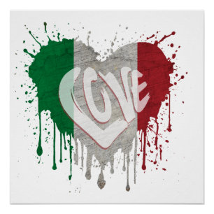 Póster Bandera de Italia del amor