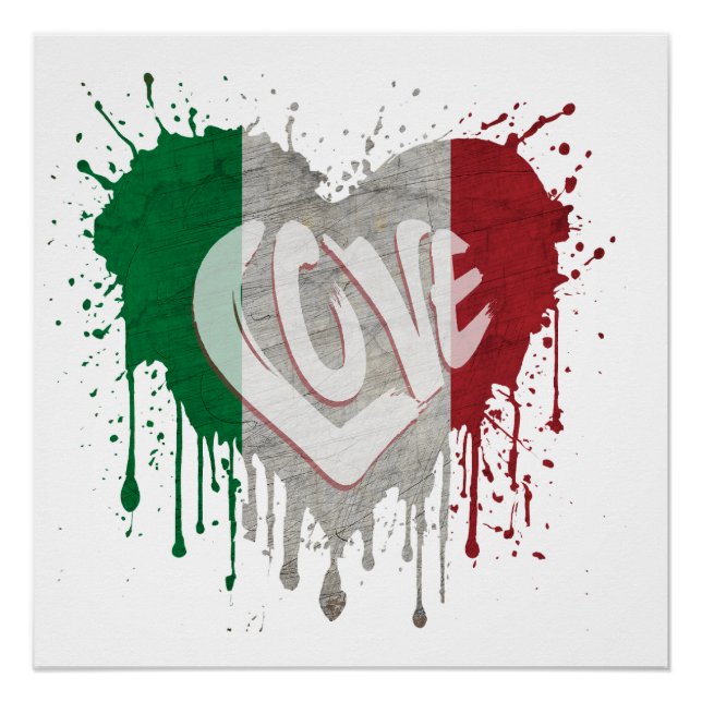 Póster Bandera de Italia del amor (Anverso)