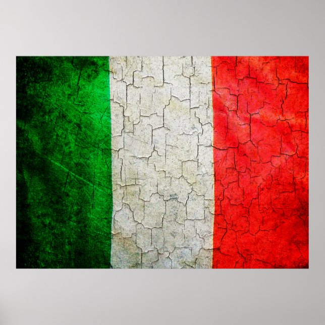 Póster Bandera de Italia quebrada (Frente)