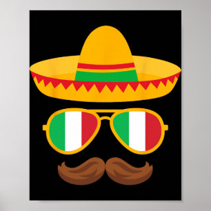 Póster Bandera de Italia Sungles Italiano Cinco De Mayo M