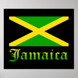 Póster Bandera de Jamaica, negra, verde y amarilla