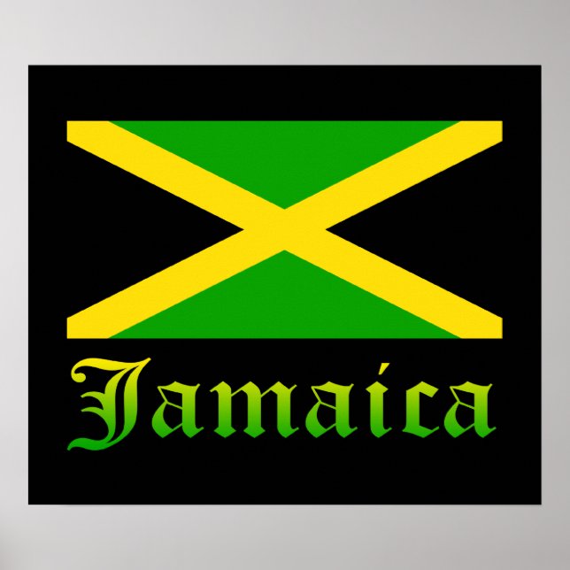 Póster Bandera de Jamaica, negra, verde y amarilla (Frente)