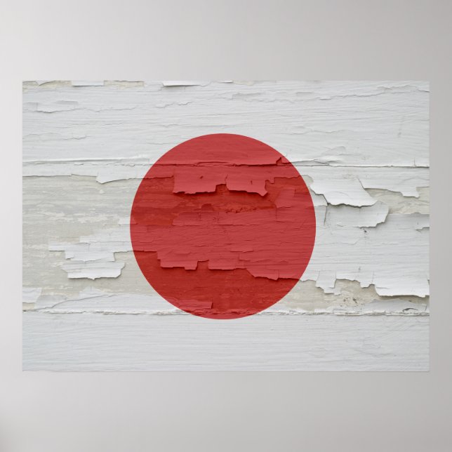 Póster Bandera de Japón Weathered (Frente)