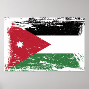 Póster Bandera de Jordania del Grunge