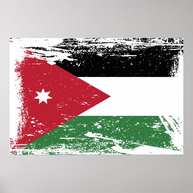 Póster Bandera de Jordania Grunge (Frente)
