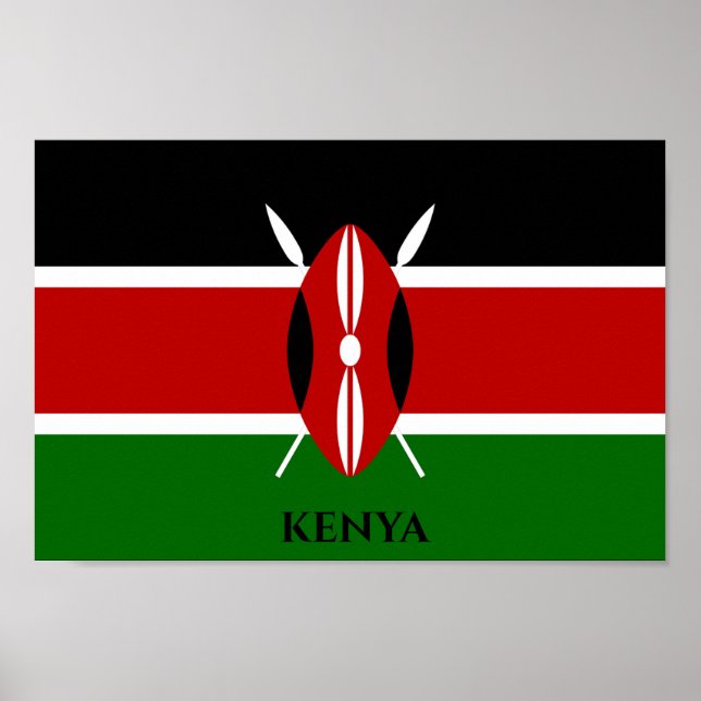 Póster Bandera de Kenia, África (Frente)