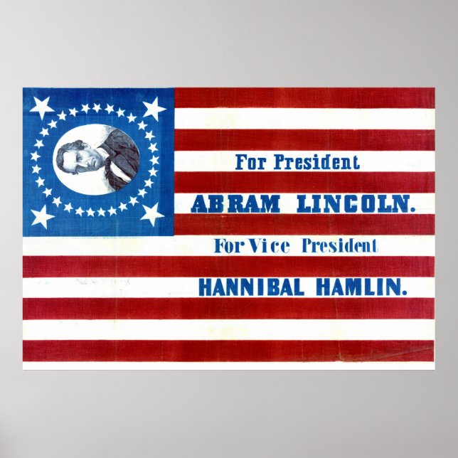Póster Bandera de la campaña presidencial Abraham Lincoln (Frente)
