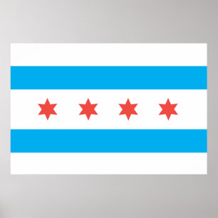 Póster Bandera de la ciudad de Chicago