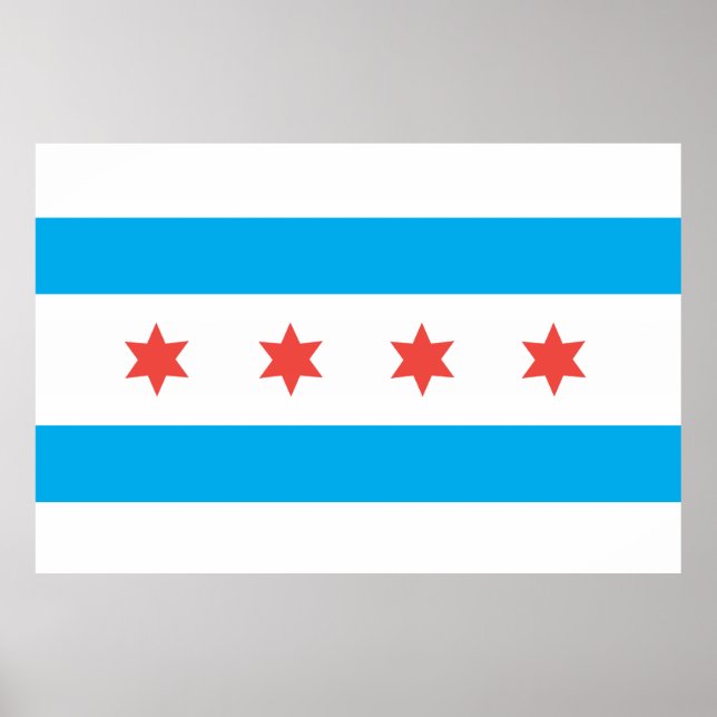 Póster Bandera de la ciudad de Chicago (Frente)