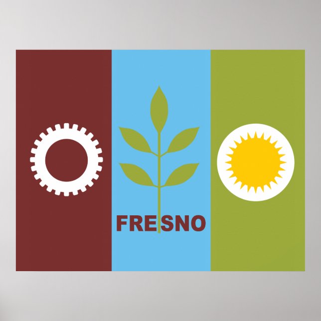 Póster Bandera de la ciudad de Fresno (Frente)