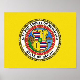 Póster Bandera de la ciudad de Honolulu, Poster de Hawái