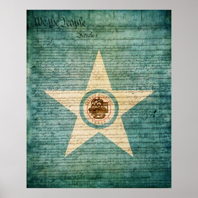 Póster Bandera de la ciudad de Houston (Frente)