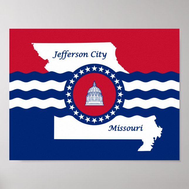 Póster Bandera de la ciudad de Jefferson, Poster de Misur (Frente)