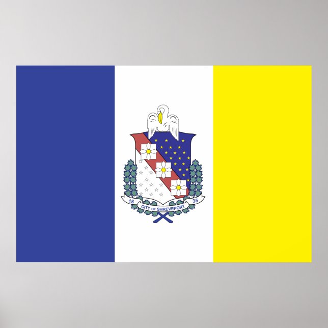 Póster Bandera de la ciudad de Shreveport (Frente)