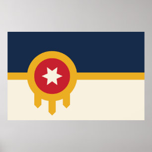 Póster Bandera de la ciudad de Tulsa, estado de Oklahoma