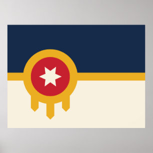 Póster Bandera de la ciudad de Tulsa, estado de Oklahoma