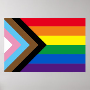 Póster Bandera de la diversidad gay inclusiva arco iris L