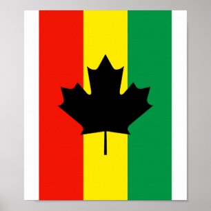 Póster Bandera de la hoja de arce del reggae de Rasta
