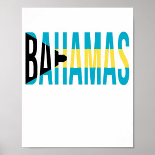 Póster Bandera de la isla de vacaciones de Bahamas