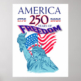 Póster Bandera de la Libertad y Estatua de la Libertad de