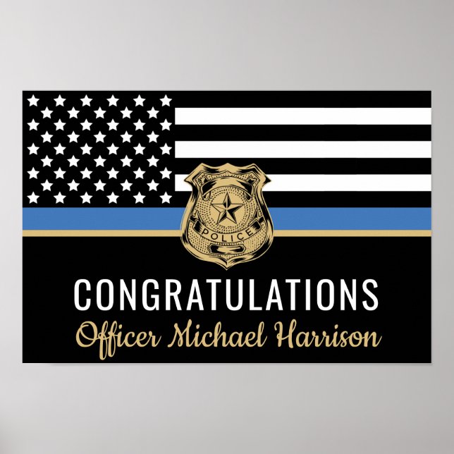 Póster Bandera de la Línea Azul de la Policía Felicitacio (Frente)